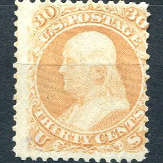 USA 1861/62 30¢ dull orange Franklin. MLH but ...