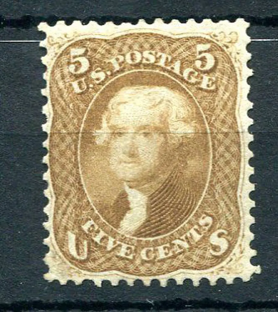 USA 1861/62 5¢ brown-yellow Jefferson. MLH & well ... Image 1++