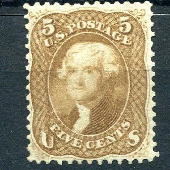 USA 1861/62 5¢ brown-yellow Jefferson. MLH & well ...
