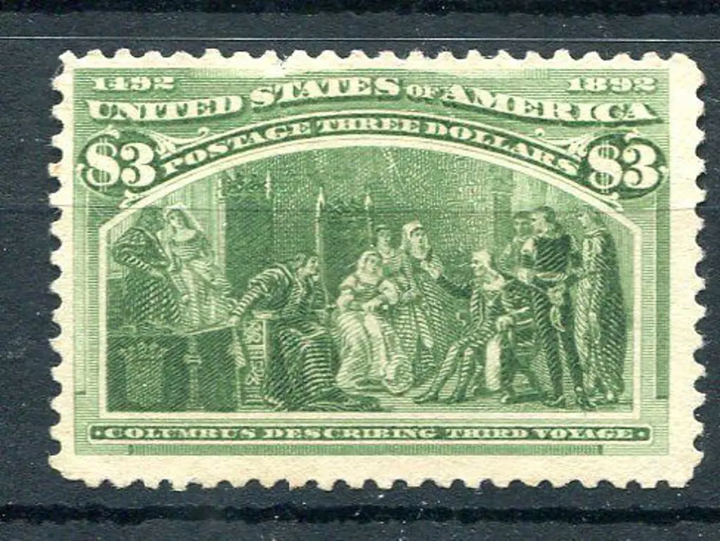 USA 1893 $3 Columbus. MNG with tiny tear above ... Image 1++