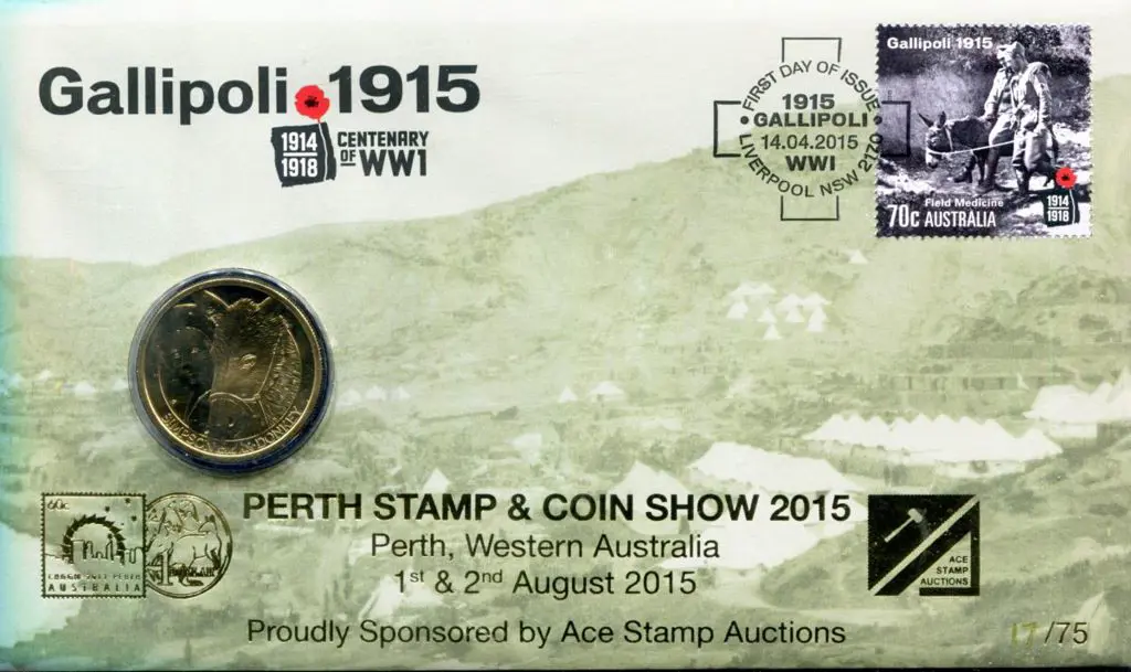 2015 (14th Apr) Gallipoli WWI Cent ovptd "PERTH ... Image 1++