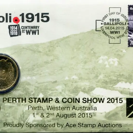 2015 (14th Apr) Gallipoli WWI Cent ovptd "PERTH ...