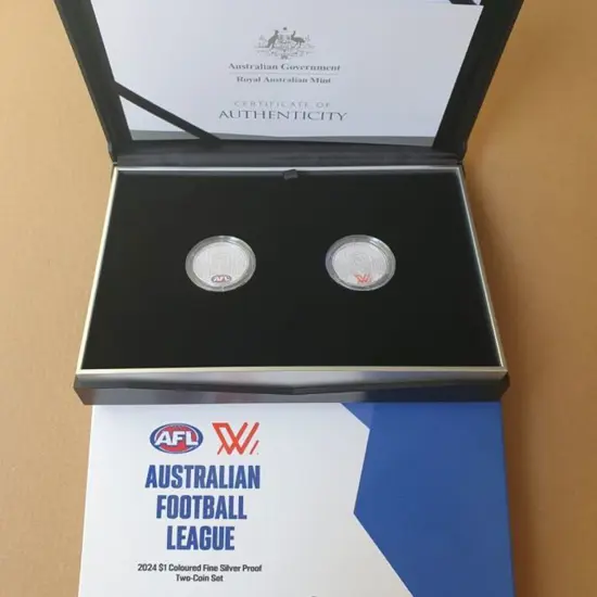 2024 $1 AFL Coloured Fine Silver Proof two-coin ...