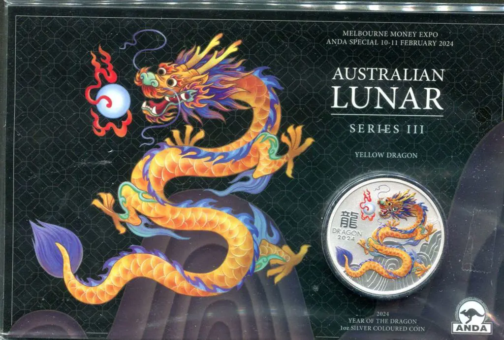 2024 $1 Dragon 1oz silver coloured coin with ... Image 1++