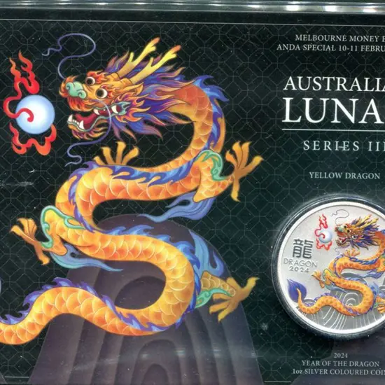 2024 $1 Dragon 1oz silver coloured coin with ...