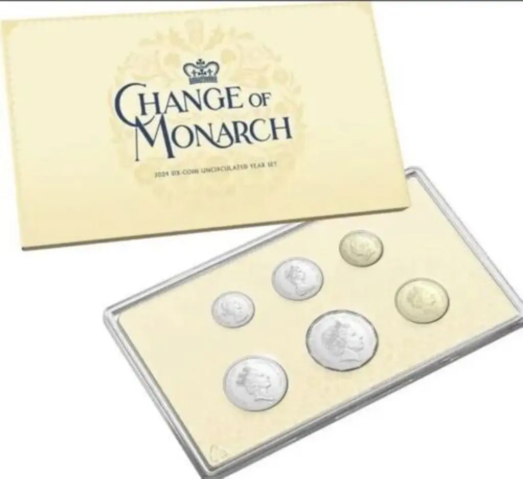 2024 5c to $2 "Change of Monarch" Unc set of 6 in ... Image 1++