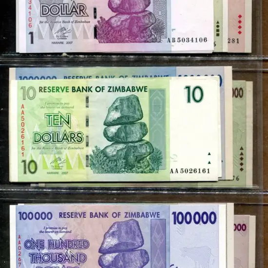 Zimbabwe Inflation notes from $1 through to ...