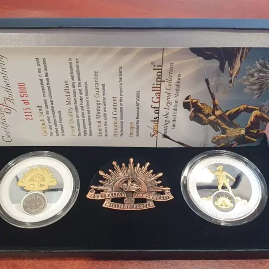 "Sands of Gallipoli" Proof Quality Medallions x 2 ...