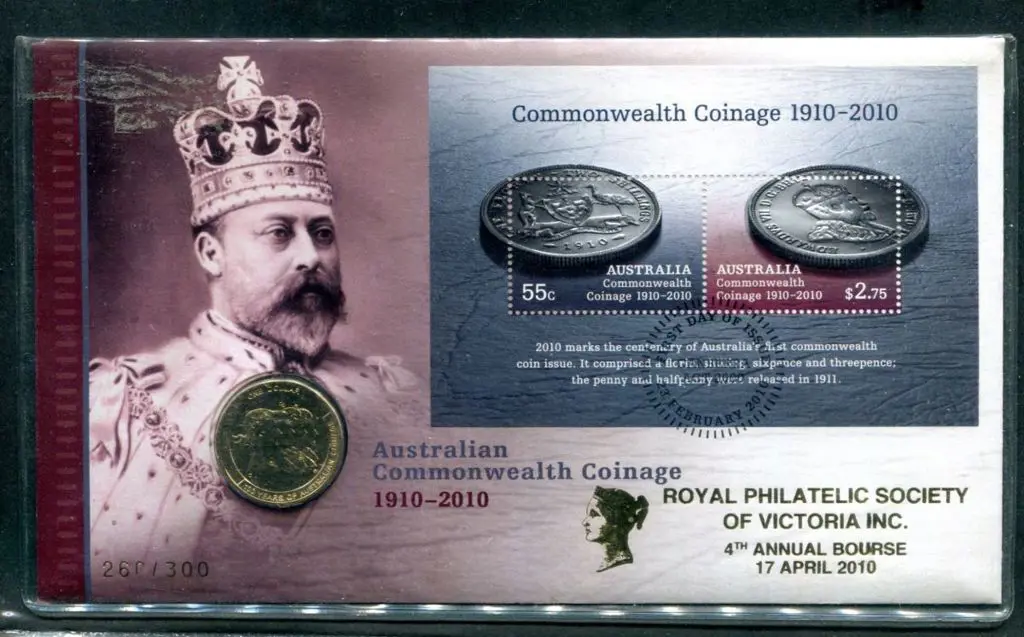 2010 (23rd Feb) Commonwealth Coinage $1 coin & M/S ... Image 1++