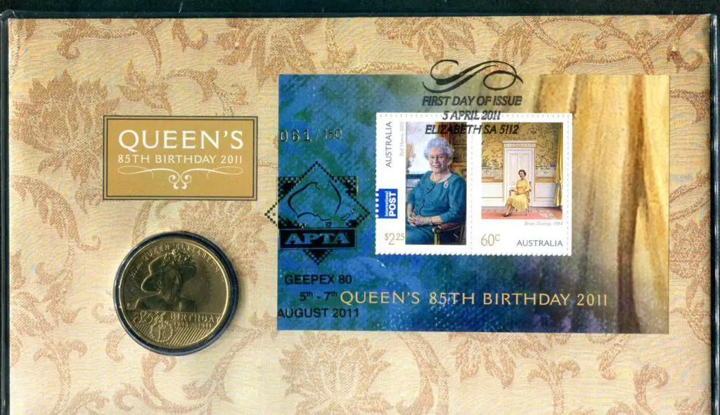 2011 (5th April) QEII 85th B'day M/S & matching $1 ... Image 1++
