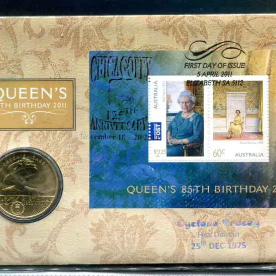 2011 (5th April) QEII 85th B'day M/S & matching $1 ...