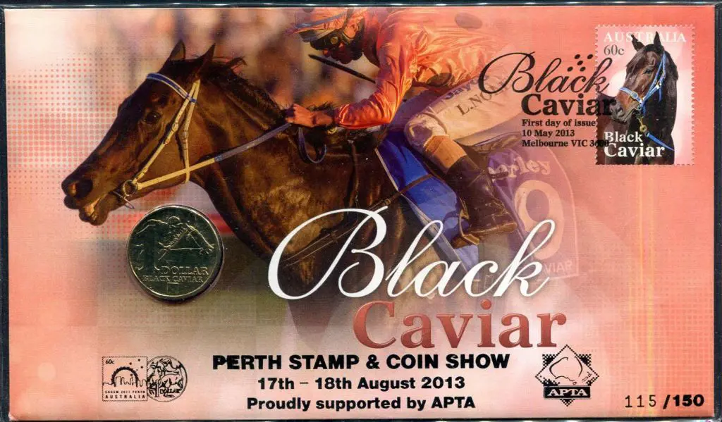 2013 (10th May) Black Caviar ovptd "PERTH STAMP & ... Image 1++