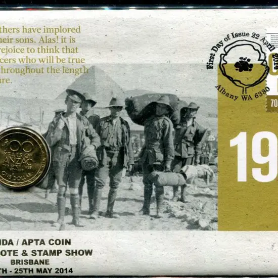 2014 (22nd Apr) 1914 WWI Cent "Our Boys" with 70c ...