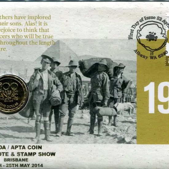 2014 (22nd Apr) 1914 WWI Cent "Our Boys" ovptd ...