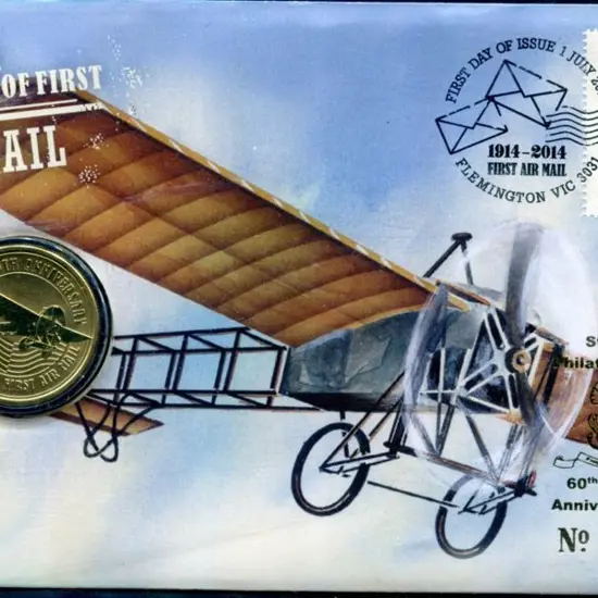 2014 (1st July) 100th Anniv of First Air Mail with ...