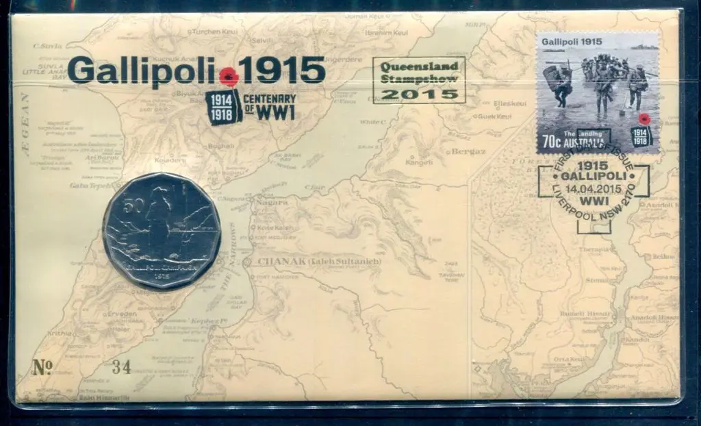 2015 (14th Apr) Gallipoli WWI Cent with 70c "The ... Image 1++