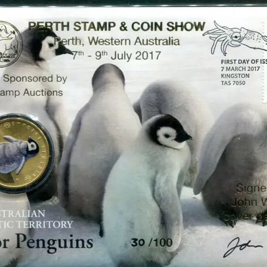 2017 (7th Mar) AAT Emperor Penguins with $1 stamp ...