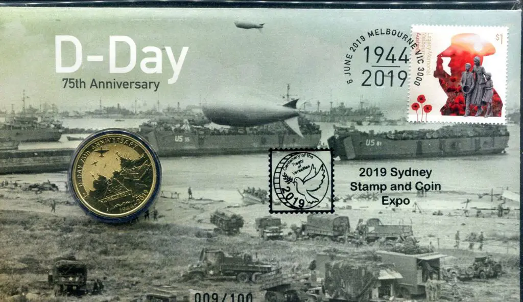 2019 (6th June) D-Day 75th Anniv with $1 commem & ... Image 1++