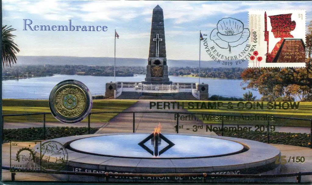 2019 (1st Nov) Remembrance with $2 coloured coin & ... Image 1++