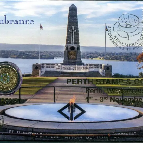 2019 (1st Nov) Remembrance with $2 coloured coin & ...
