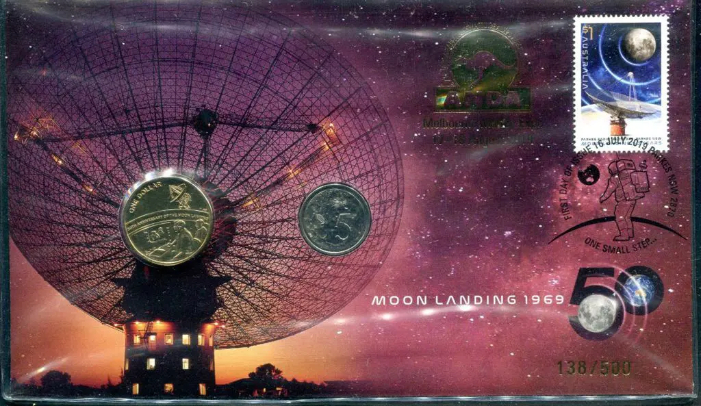 2019 Moon Landing 1969 Anniv with $1 commem & 5c & ... Image 1++