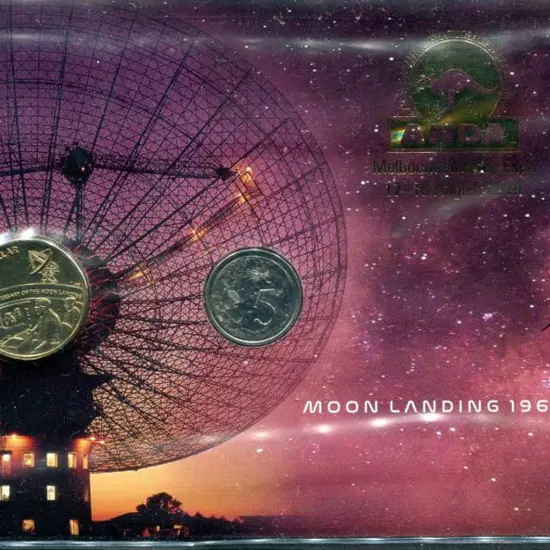 2019 Moon Landing 1969 Anniv with $1 commem & 5c & ...