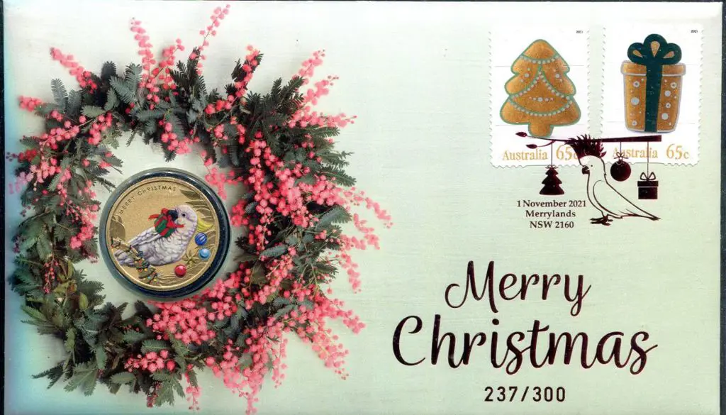 2021 (1st Nov) "Merry Christmas" with 65c S/A pair ... Image 1++