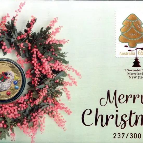 2021 (1st Nov) "Merry Christmas" with 65c S/A pair ...