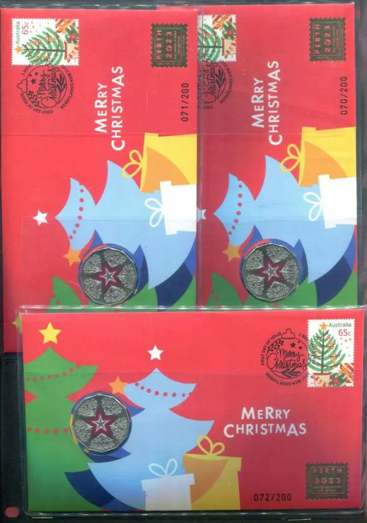 2023 (1st Nov) "Merry Christmas" 50c coloured coin ... Image 1++