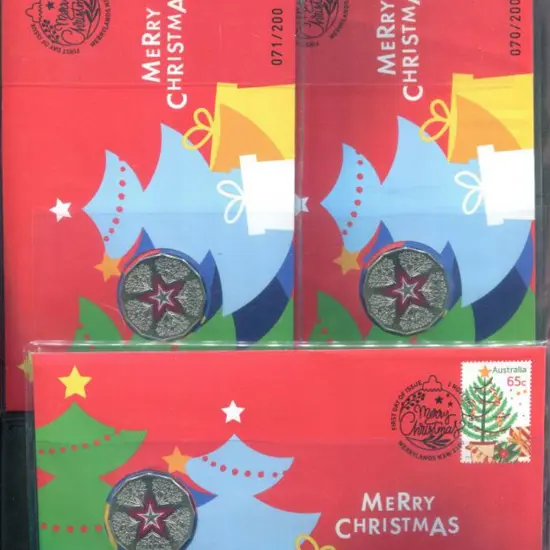 2023 (1st Nov) "Merry Christmas" 50c coloured coin ...