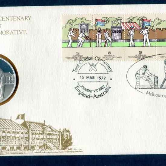 1977 (15th Ma5) Test Cricket Centenary Medallion ...