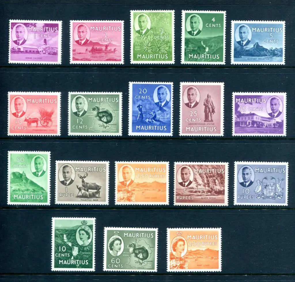 Mauritius 1950-1970's noting 1950 KGVI set to 10R, ... Image 1++