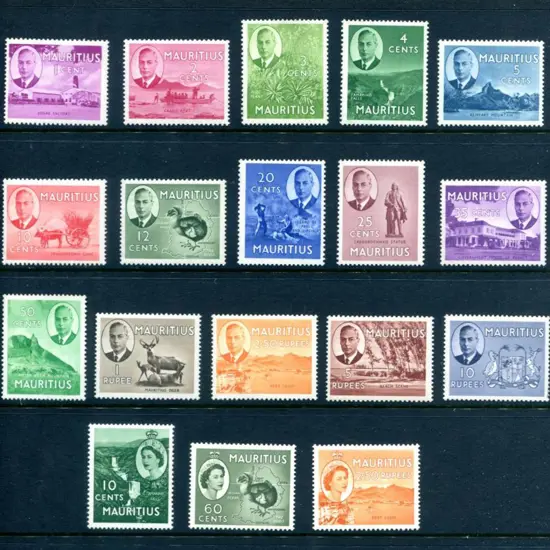 Mauritius 1950-1970's noting 1950 KGVI set to 10R, ...