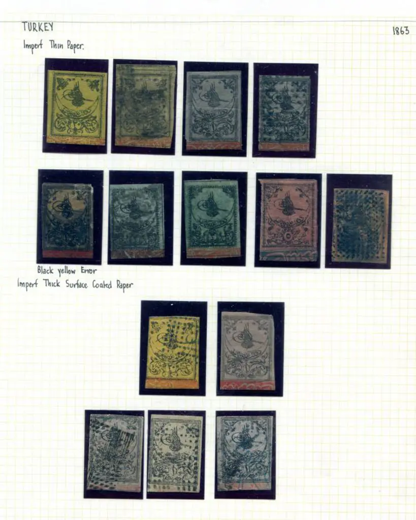 Turkey 1863 imperfs mounted on album page ... Image 1++