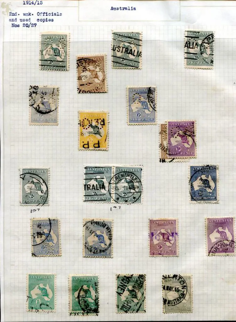Kangaroos Group of 2nd wmk with 2d grey perfined ... Image 1++