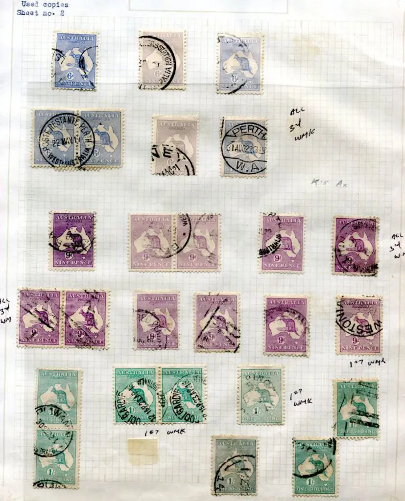 Kangaroos 3rd wmk selection noting 2d grey x 4 & ... Image 1++