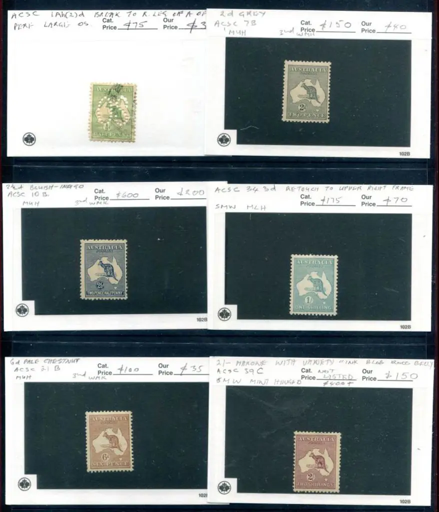 Kangaroos Group consisting ½d green, 1st wmk ... Image 1++