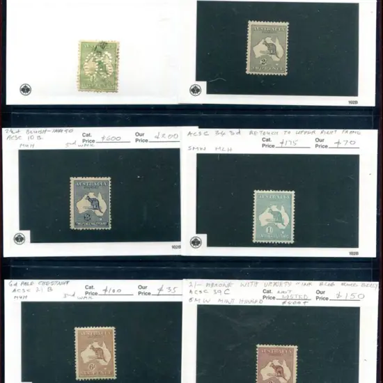 Kangaroos Group consisting ½d green, 1st wmk ...
