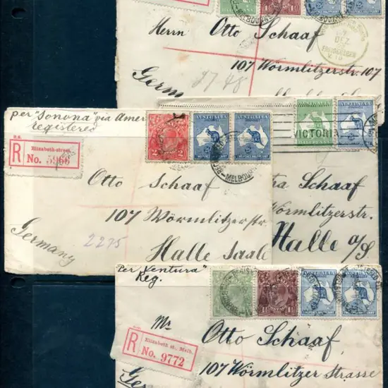 Kangaroos & KGV Selection of 4 covers noting 1922 ...