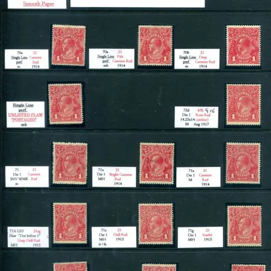 KGV 1914/20 single wmk on smooth paper page of ...