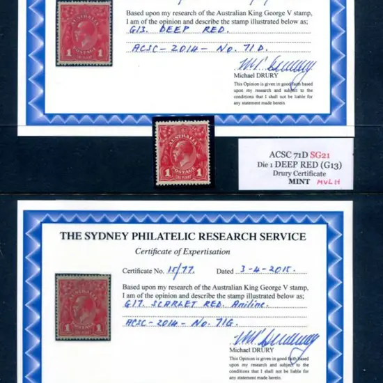 KGV 1d red selection on 3 Hagners incl 1d engraved ...