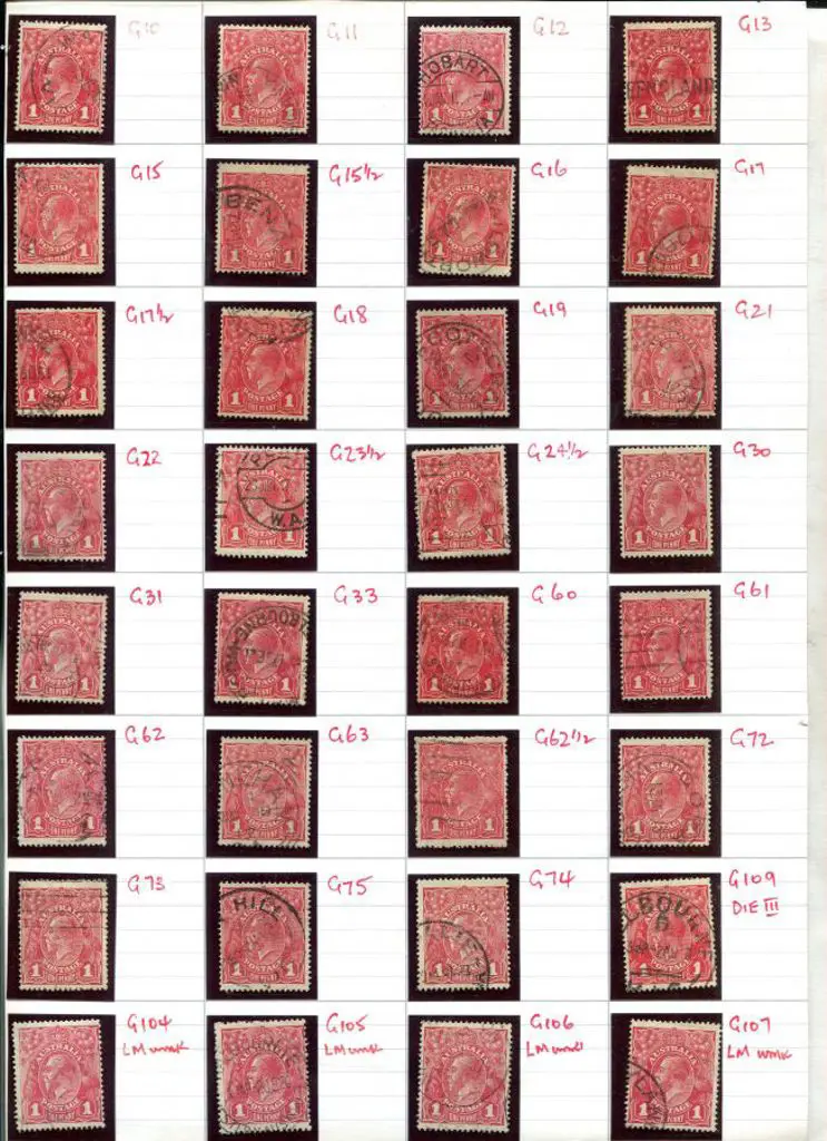 KGV 1d smooth & rough paper shades. Consists of 18 ... Image 1++