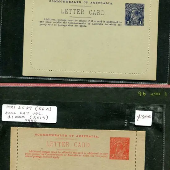 Letter Cards 1914 KGV side face types for ACSC ...
