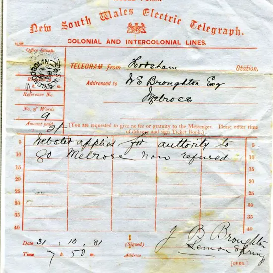 Telegraphs Small group consisting 1881 NSW ...