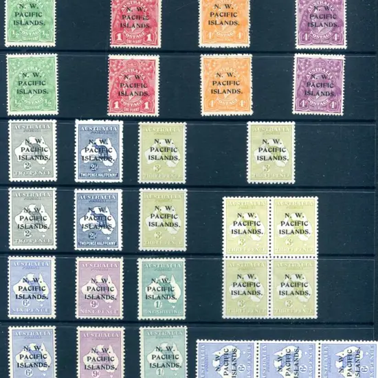 New Guinea-NWPI 1915-1923 range of ovpts on 2d, ...