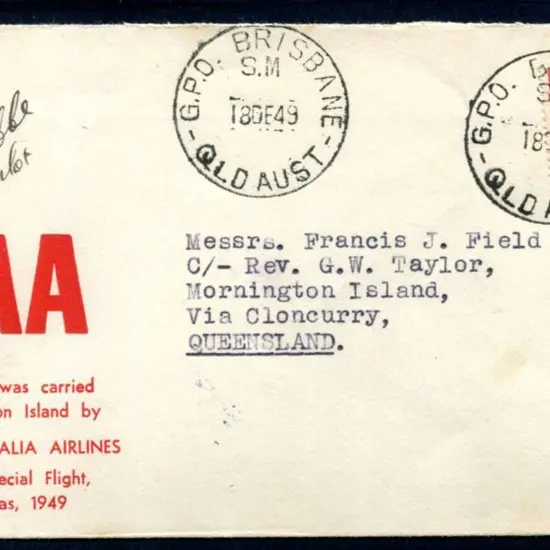 1949 (19th Dec) Brisbane to Mornington Island ...