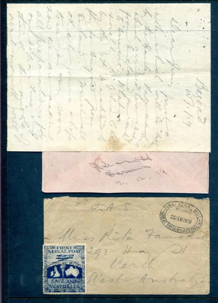 1919 (12th Nov) England to Australia flight cover ... Image 1++