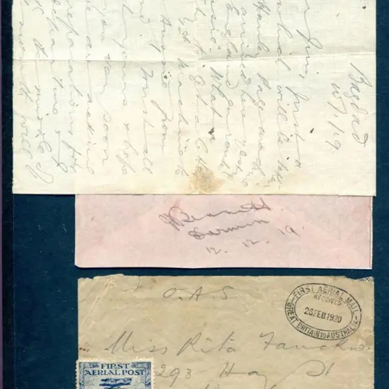 1919 (12th Nov) England to Australia flight cover ...