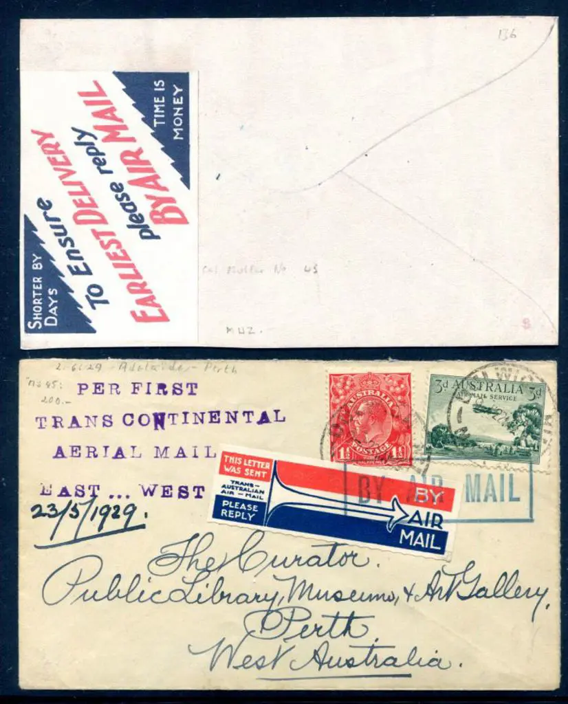 1929 (2nd June) Adelaide to Perth cover with "PER ... Image 1++