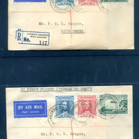 1930 (13th July) "By First Flight Wyndham to ...
